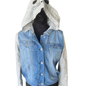 Girls Cat & Jack Denim and Gray Hooded Jacket size XL 14/16